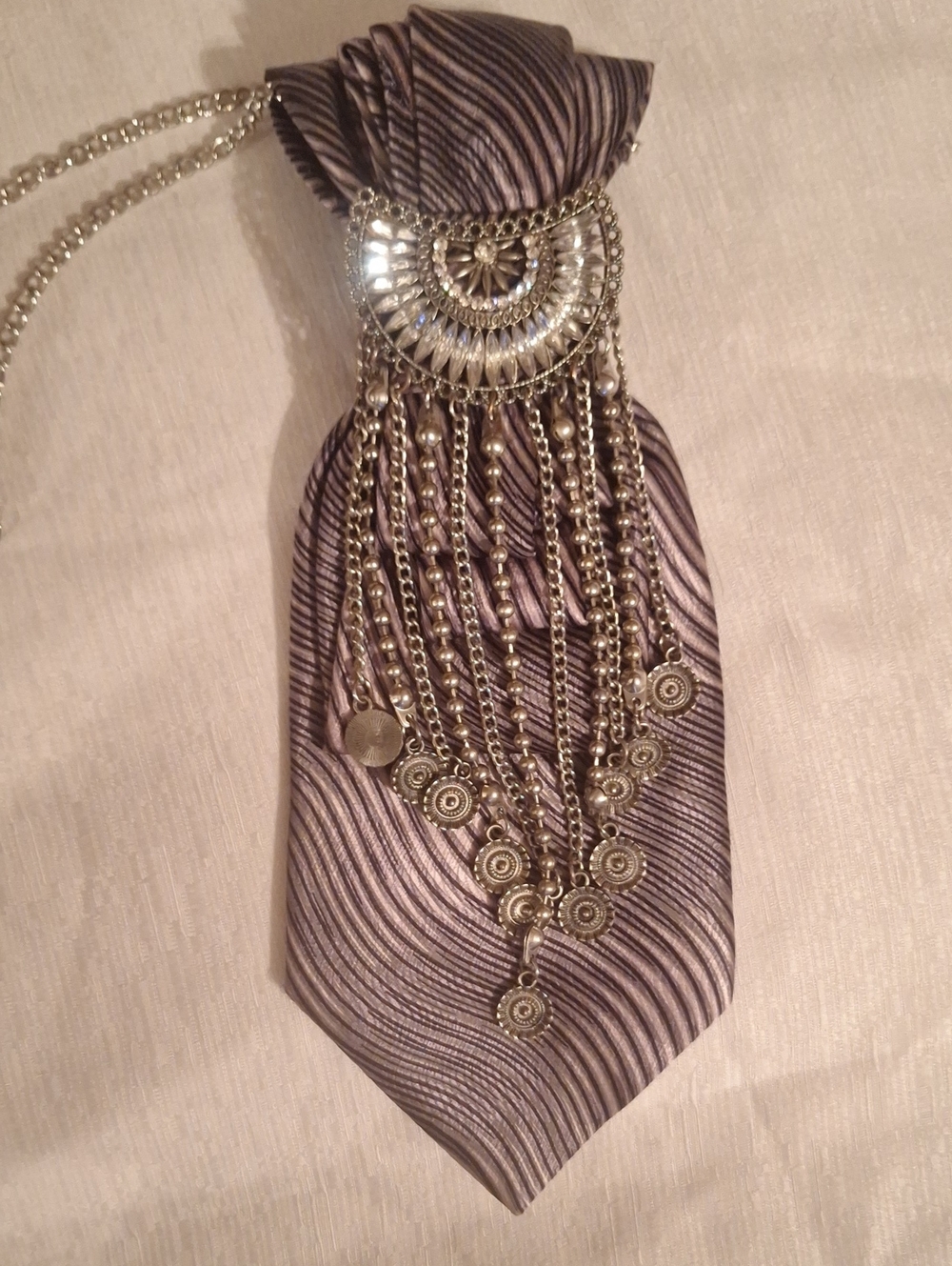 Adolfo Upcycled Necktie Necklace